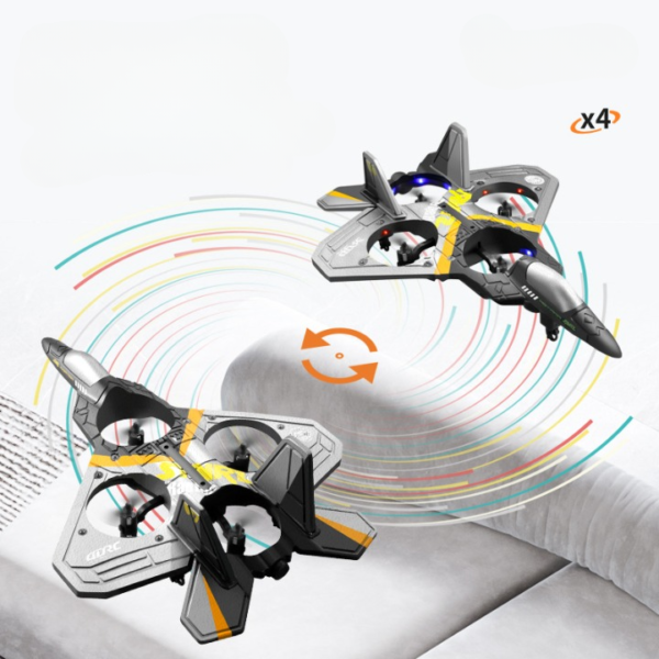 V17 Jet Fighter RC Plane – 2.4GHz Remote Control Drone with 360° Stunt Flip, LED Lights, and Gravity Sensing for Kids & Adults