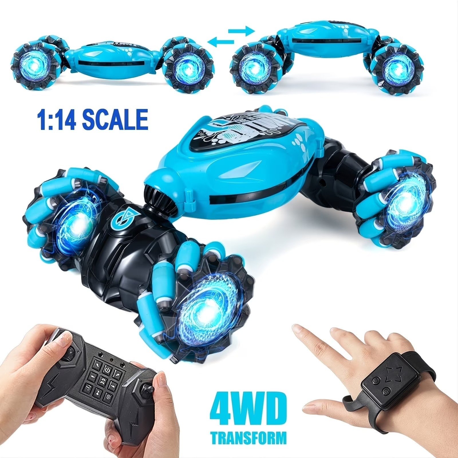 Gesture RC Stunt Car: 1:14 Scale All-Terrain Remote Control Monster Truck with Hand Control, Lights & Music