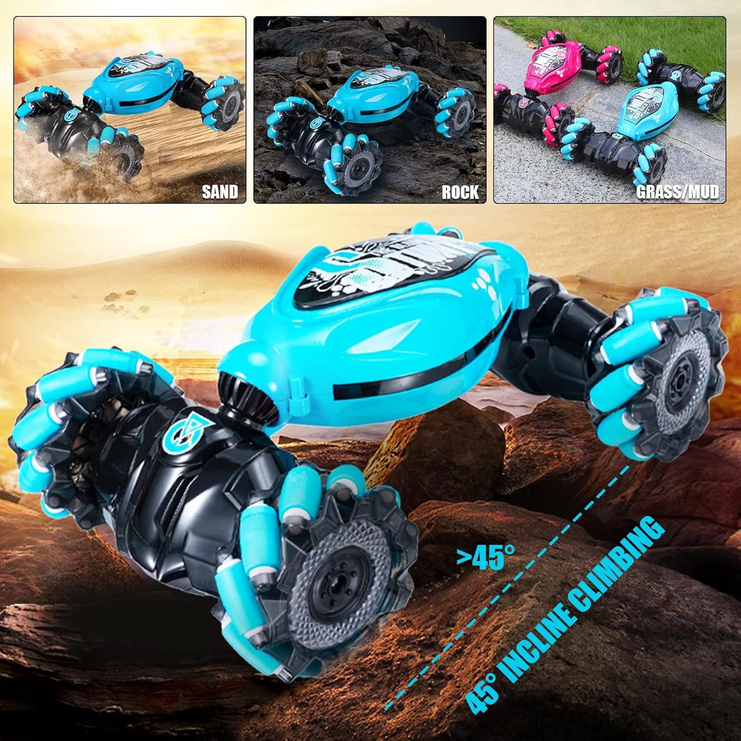 Gesture RC Stunt Car: 1:14 Scale All-Terrain Remote Control Monster Truck with Hand Control, Lights & Music