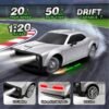 1:20 High-Speed 4WD RC Drift Car – Silver Muscle Racing Car with LED Lights, Spare Tires & Cones for Kids