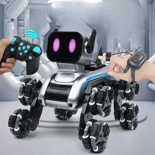 Intelligent Remote Control Stunt Dog – Programmable AI Robot Pet with Mecanum Wheels, LED Eyes, and 360° Drift Capabilities
