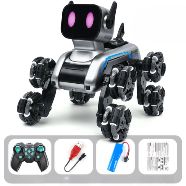 Intelligent Remote Control Stunt Dog – Programmable AI Robot Pet with Mecanum Wheels, LED Eyes, and 360° Drift Capabilities