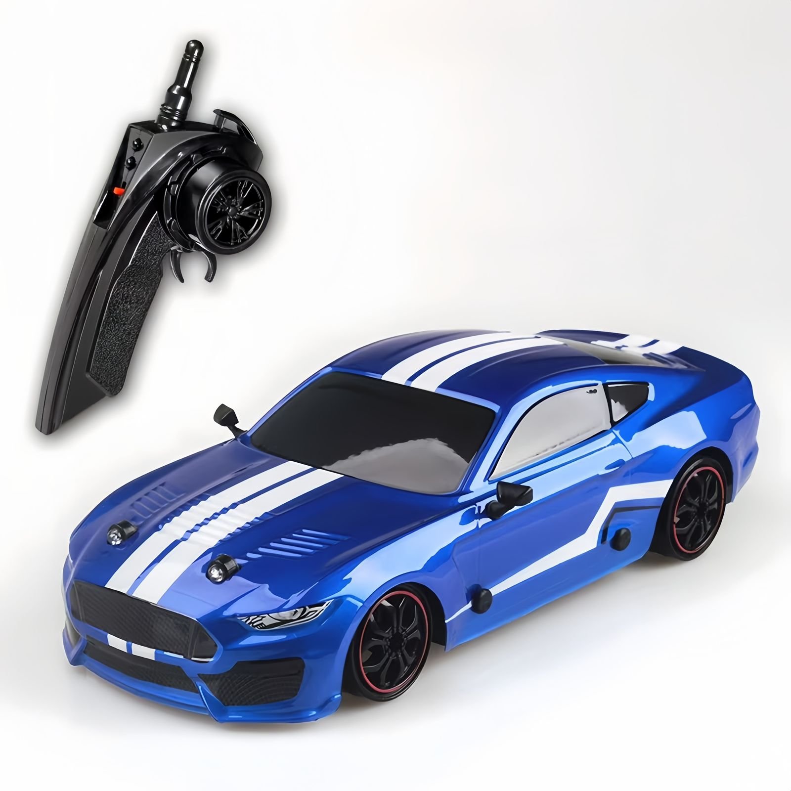 1:20 High-Speed 4WD RC Drift Car – Silver Muscle Racing Car with LED Lights, Spare Tires & Cones for Kids